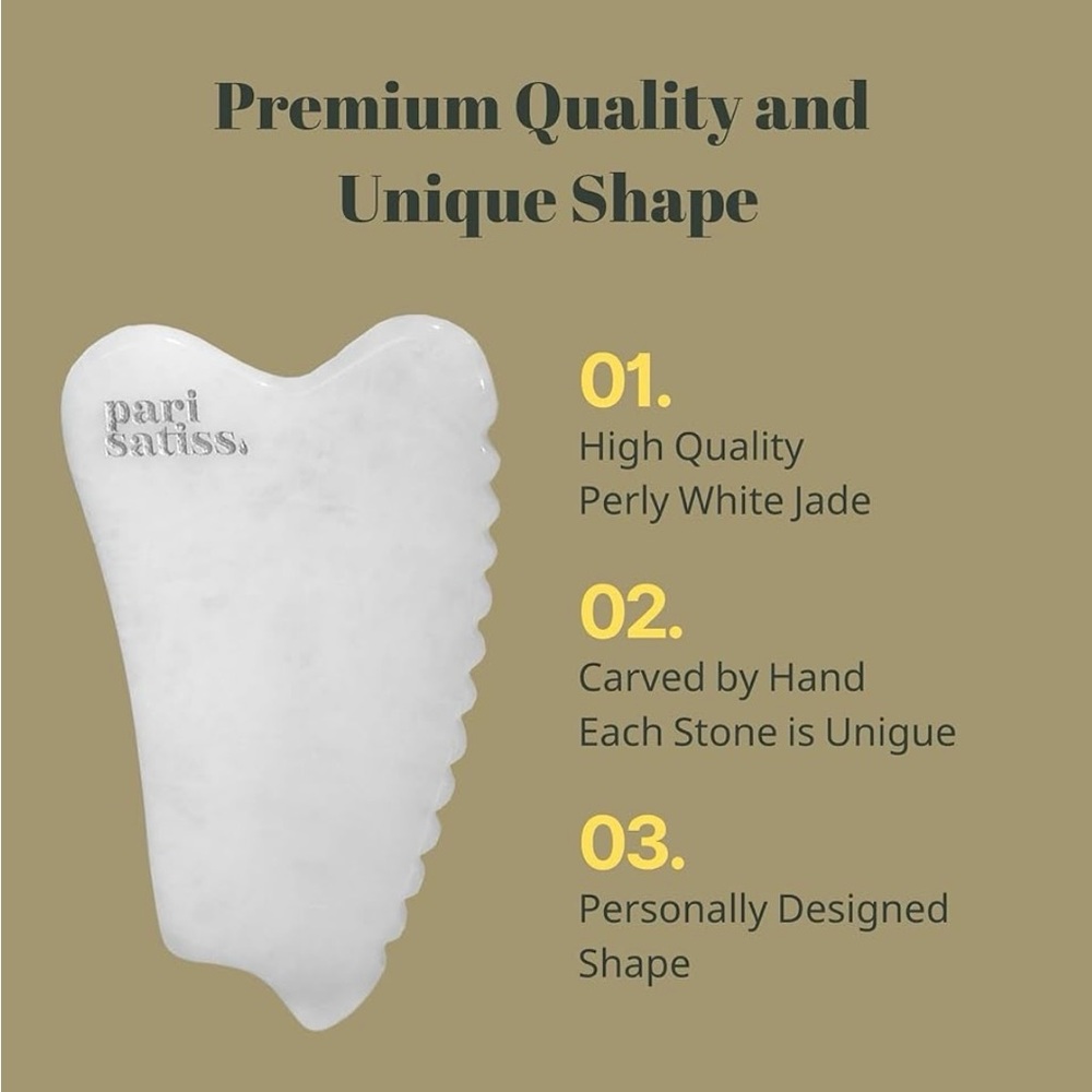 Pari Satiss White Jade Hand Carved Gua Sha Facial Tool - Picture 4 of 8